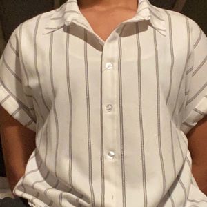 cute striped white and grey button up!